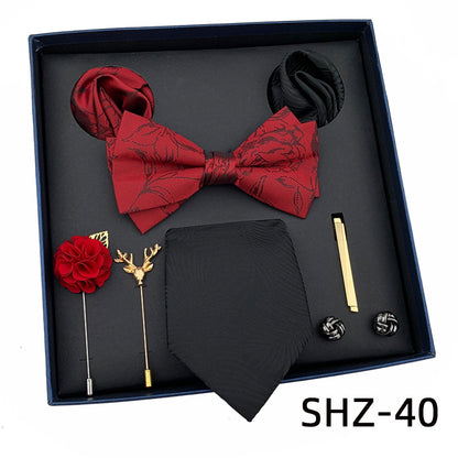 Men's Luxury Wedding Tie  Pocket Square Brooch Cuff