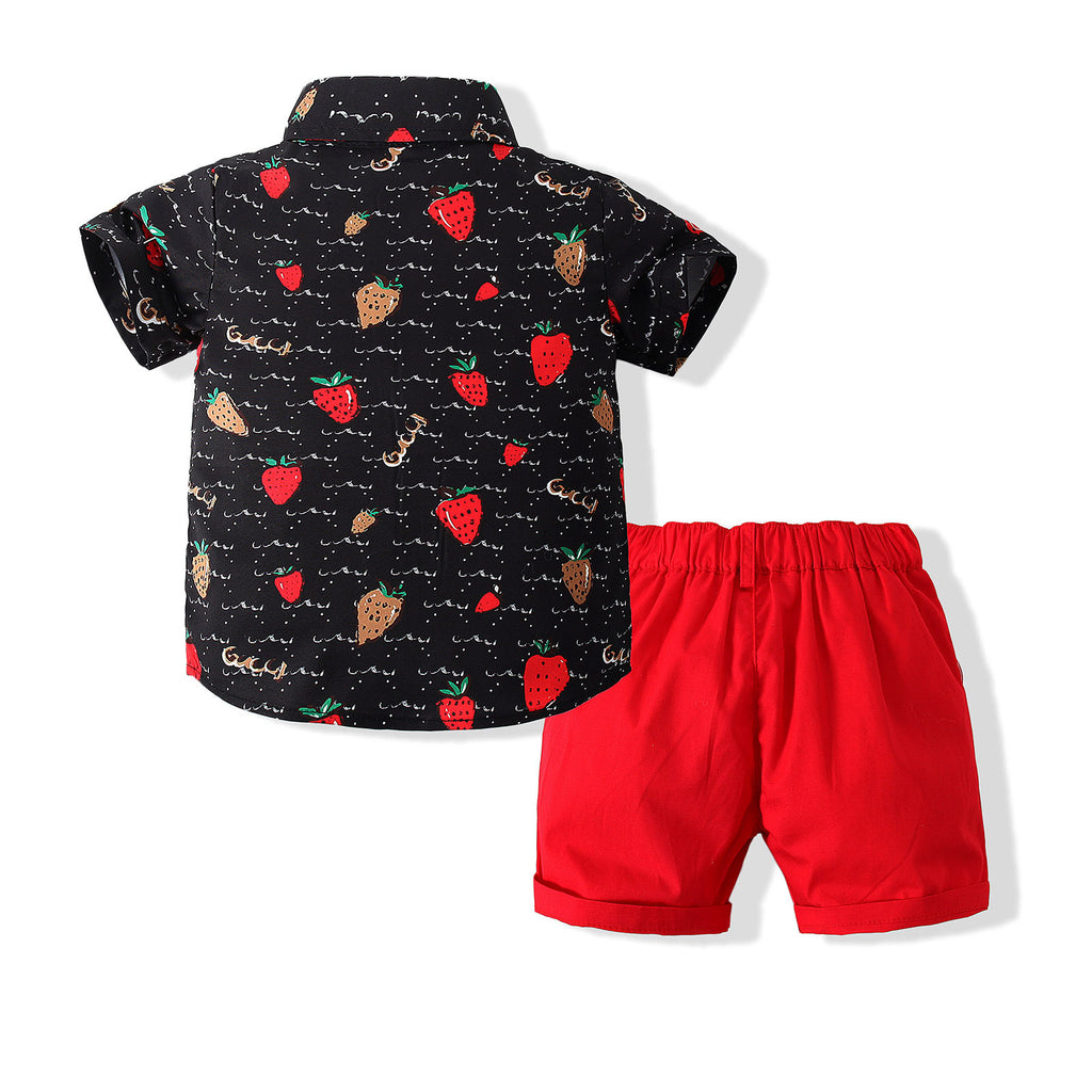 Garçons à manches courtes fraise chemise short costume