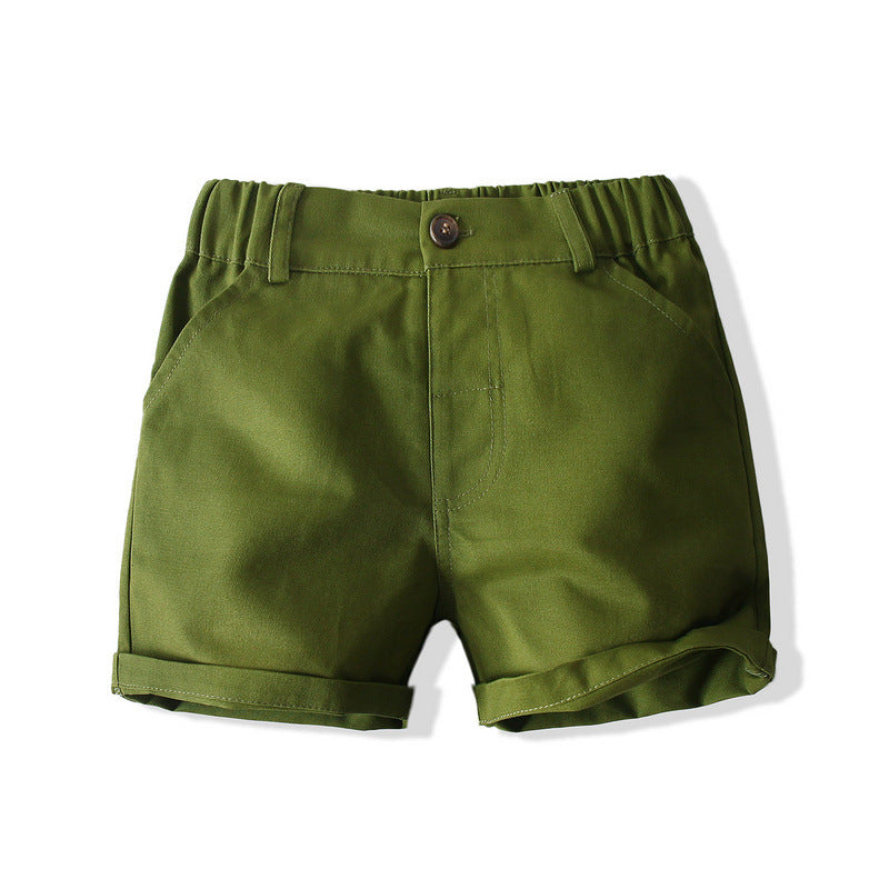 Garçons costume plage Style chemise été Style armée vert cocotier chemise Shorts 