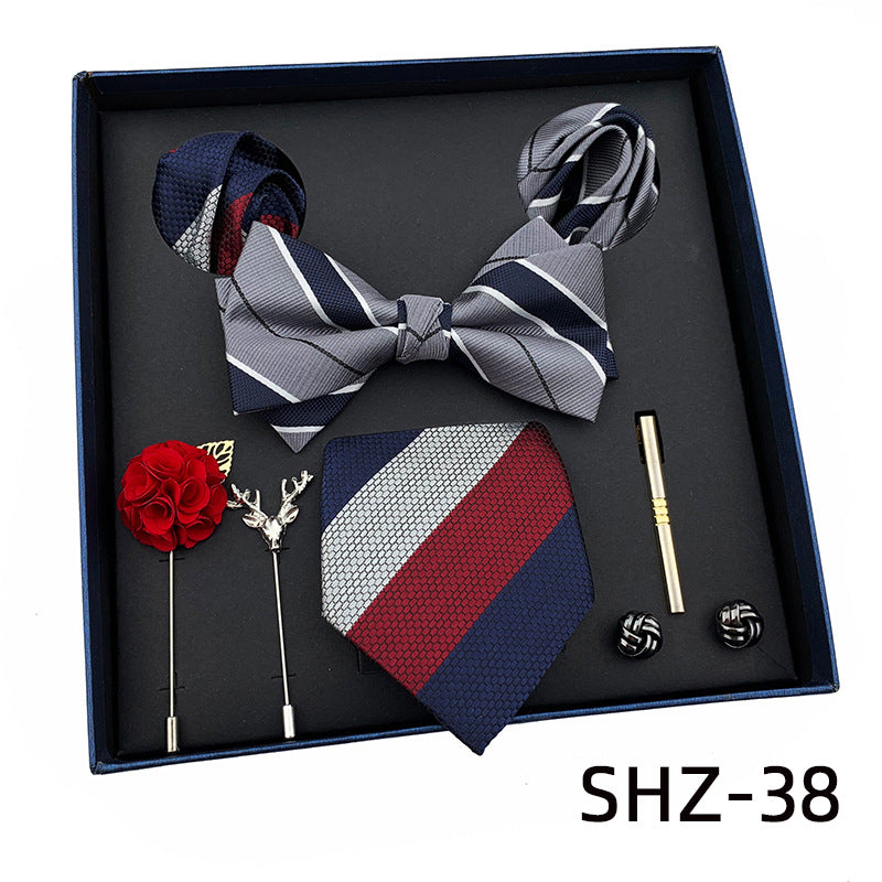 Men's Luxury Wedding Tie  Pocket Square Brooch Cuff