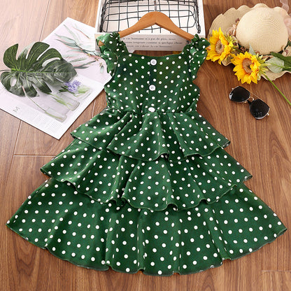 Polka Dot Small Flying Sleeves Suspenders Princess Dress