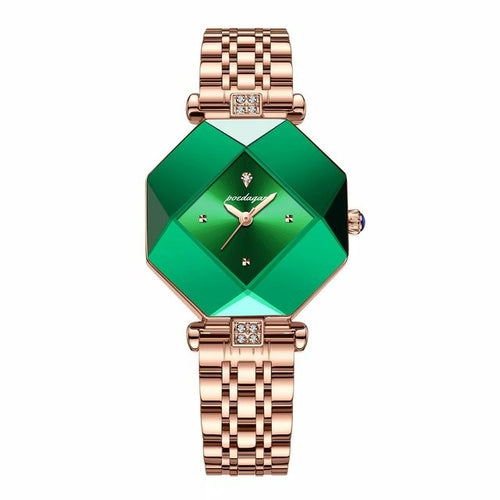 Montres en acier inoxydable vert pour femmes