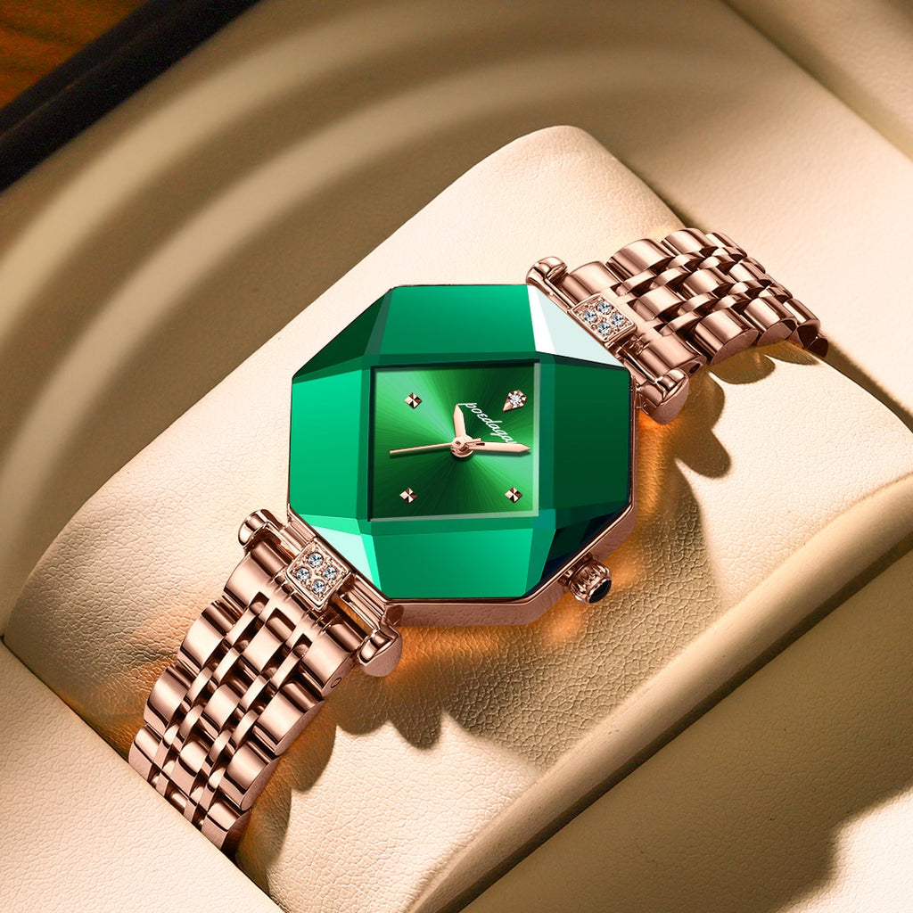 Montres en acier inoxydable vert pour femmes
