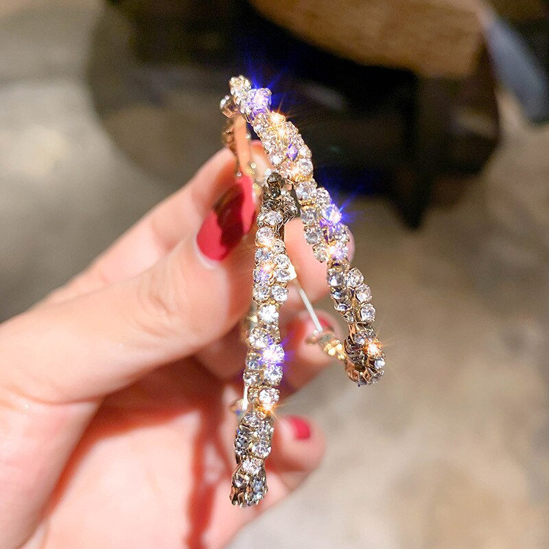 Real 925 Sterling Silver Needle Hoop Earrings for Women Jewelry Gold