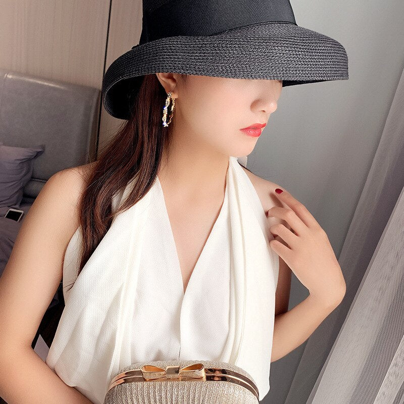 Real 925 Sterling Silver Needle Hoop Earrings for Women Jewelry Gold