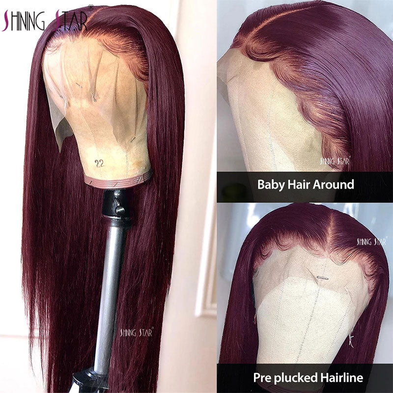 Burgundy Lace Front Human Hair Wigs 99J Human Hair Wig Brazilian