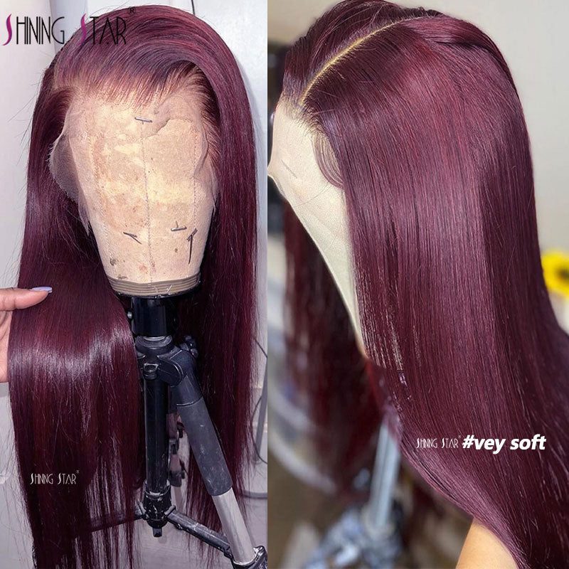 Burgundy Lace Front Human Hair Wigs 99J Human Hair Wig Brazilian