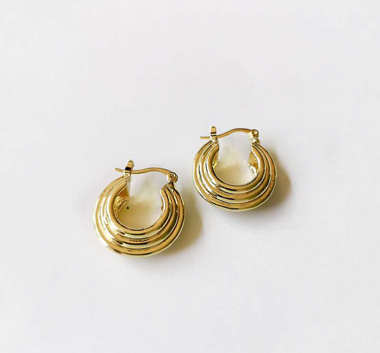 Boucles d'oreilles créoles rétro en métal pour femme