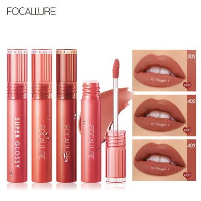 FOCALLURE Shiny Nourish Lipgloss 17 colores Lápiz labial líquido a prueba de agua