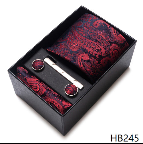 Colors Fashion Brand Tie Handkerchief Cufflink Set Necktie Box