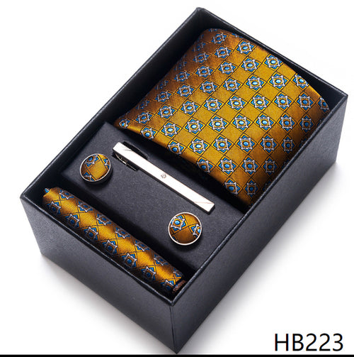Colors Fashion Brand Tie Handkerchief Cufflink Set Necktie Box