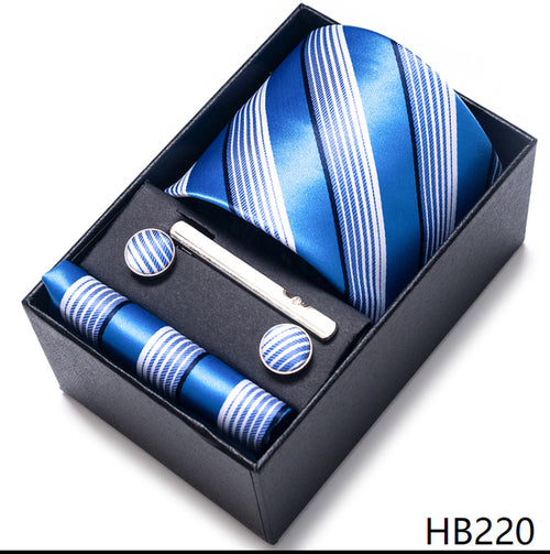 Colors Fashion Brand Tie Handkerchief Cufflink Set Necktie Box