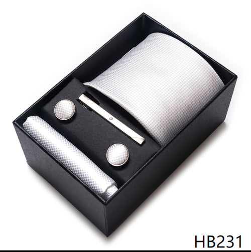 Colors Fashion Brand Tie Handkerchief Cufflink Set Necktie Box
