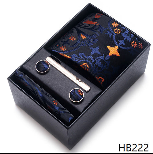 Colors Fashion Brand Tie Handkerchief Cufflink Set Necktie Box