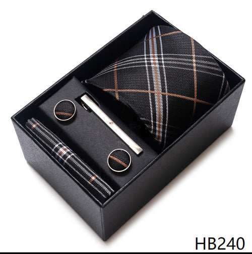 Colors Fashion Brand Tie Handkerchief Cufflink Set Necktie Box