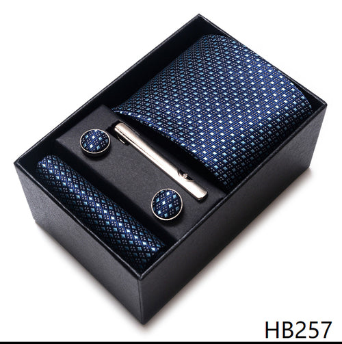 Colors Fashion Brand Tie Handkerchief Cufflink Set Necktie Box