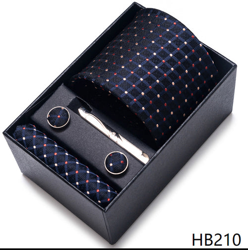 Colors Fashion Brand Tie Handkerchief Cufflink Set Necktie Box
