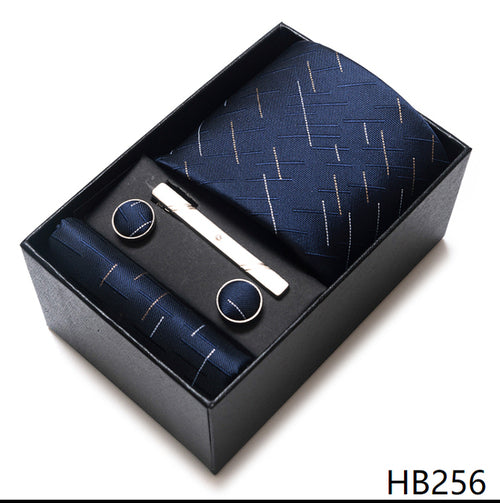 Colors Fashion Brand Tie Handkerchief Cufflink Set Necktie Box