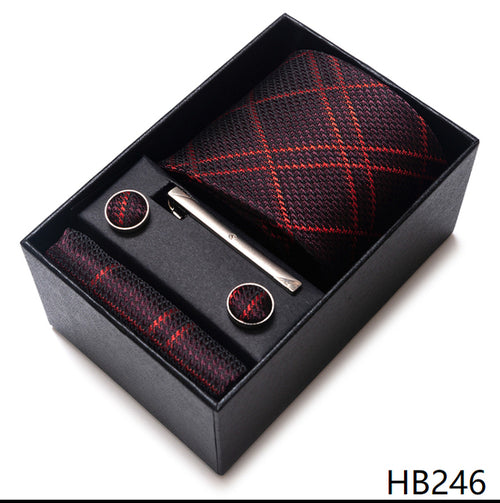Colors Fashion Brand Tie Handkerchief Cufflink Set Necktie Box