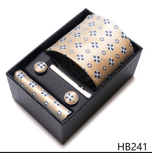 Colors Fashion Brand Tie Handkerchief Cufflink Set Necktie Box
