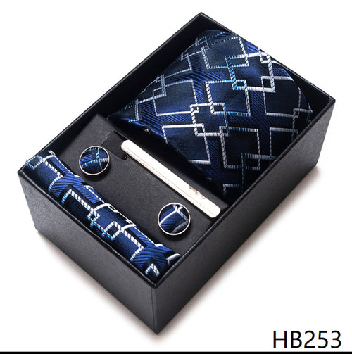 Colors Fashion Brand Tie Handkerchief Cufflink Set Necktie Box