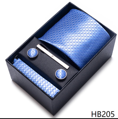 Colors Fashion Brand Tie Handkerchief Cufflink Set Necktie Box