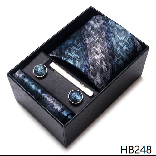 Colors Fashion Brand Tie Handkerchief Cufflink Set Necktie Box