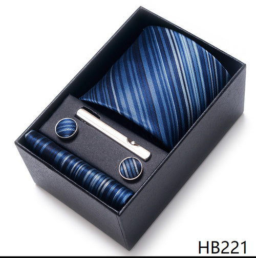 Colors Fashion Brand Tie Handkerchief Cufflink Set Necktie Box