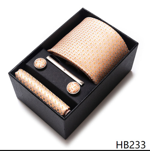 Colors Fashion Brand Tie Handkerchief Cufflink Set Necktie Box