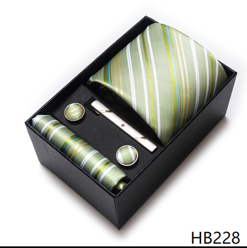 Colors Fashion Brand Tie Handkerchief Cufflink Set Necktie Box