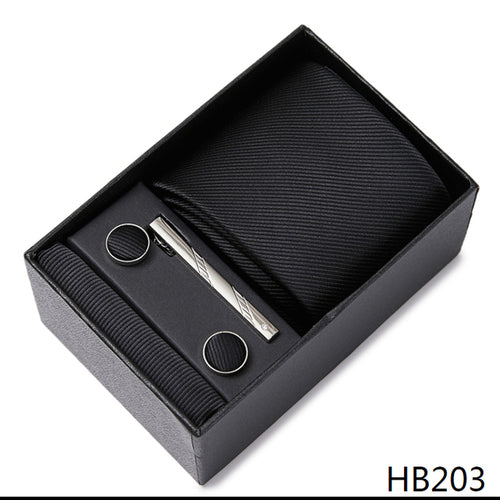 Colors Fashion Brand Tie Handkerchief Cufflink Set Necktie Box