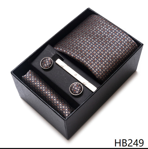 Colors Fashion Brand Tie Handkerchief Cufflink Set Necktie Box
