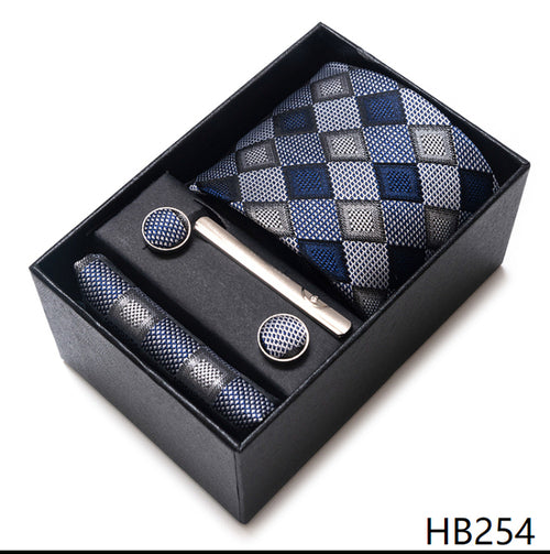 Colors Fashion Brand Tie Handkerchief Cufflink Set Necktie Box