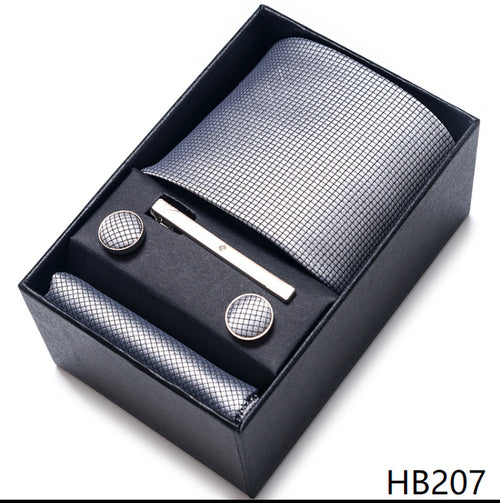 Colors Fashion Brand Tie Handkerchief Cufflink Set Necktie Box