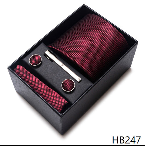 Colors Fashion Brand Tie Handkerchief Cufflink Set Necktie Box