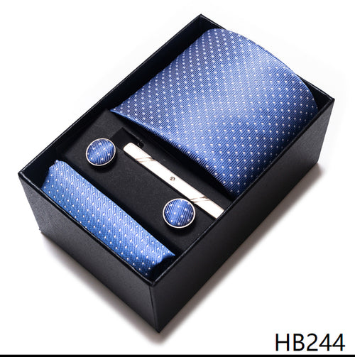 Colors Fashion Brand Tie Handkerchief Cufflink Set Necktie Box
