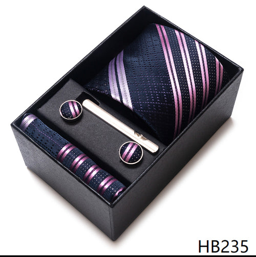 Colors Fashion Brand Tie Handkerchief Cufflink Set Necktie Box
