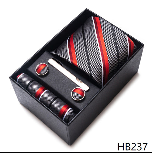 Colors Fashion Brand Tie Handkerchief Cufflink Set Necktie Box