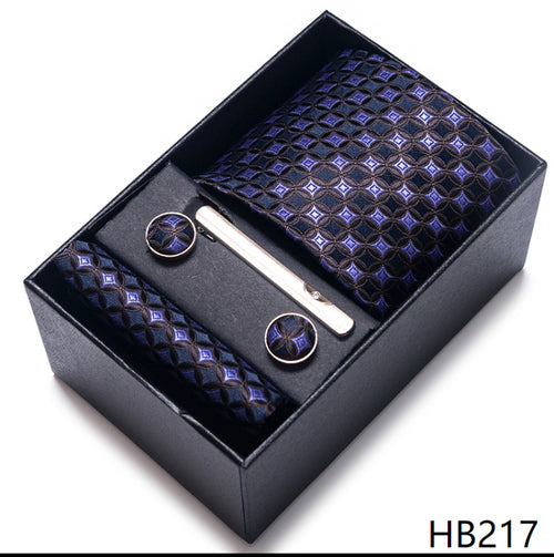 Colors Fashion Brand Tie Handkerchief Cufflink Set Necktie Box