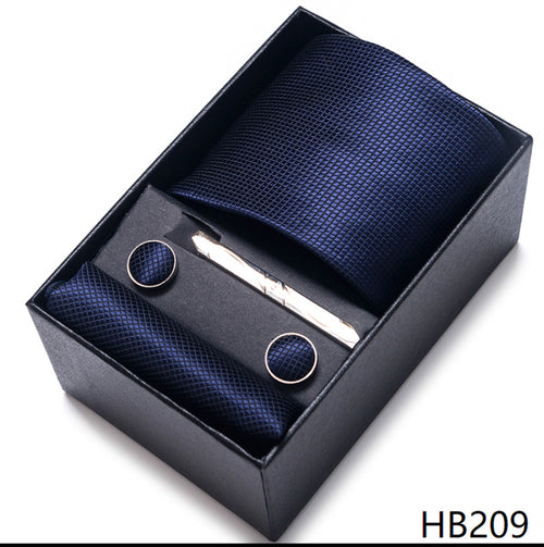 Colors Fashion Brand Tie Handkerchief Cufflink Set Necktie Box