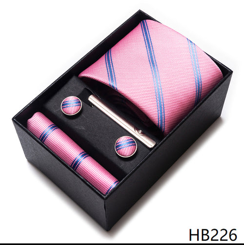 Colors Fashion Brand Tie Handkerchief Cufflink Set Necktie Box