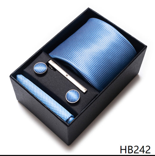 Colors Fashion Brand Tie Handkerchief Cufflink Set Necktie Box