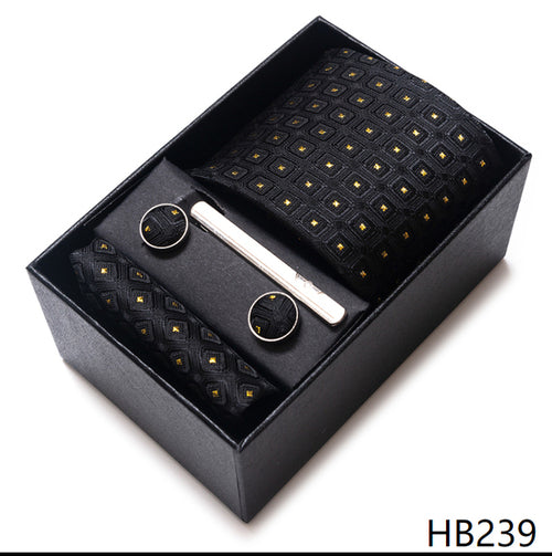 Colors Fashion Brand Tie Handkerchief Cufflink Set Necktie Box
