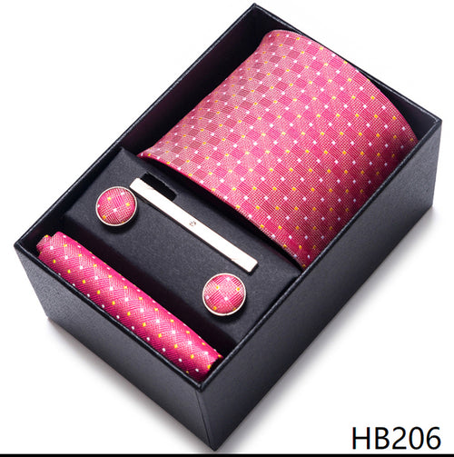 Colors Fashion Brand Tie Handkerchief Cufflink Set Necktie Box