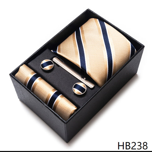 Colors Fashion Brand Tie Handkerchief Cufflink Set Necktie Box
