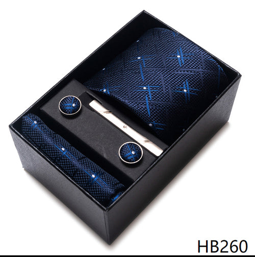 Colors Fashion Brand Tie Handkerchief Cufflink Set Necktie Box