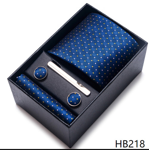 Colors Fashion Brand Tie Handkerchief Cufflink Set Necktie Box