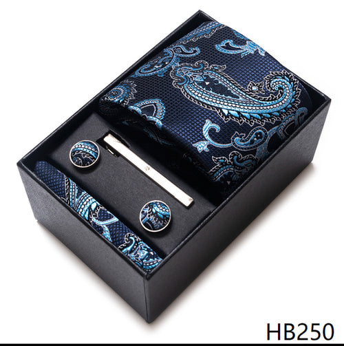 Colors Fashion Brand Tie Handkerchief Cufflink Set Necktie Box