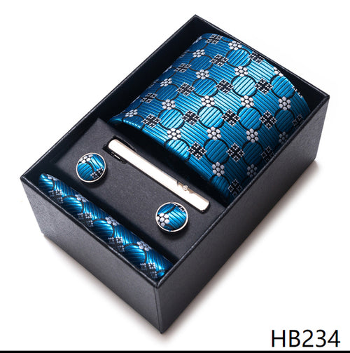 Colors Fashion Brand Tie Handkerchief Cufflink Set Necktie Box