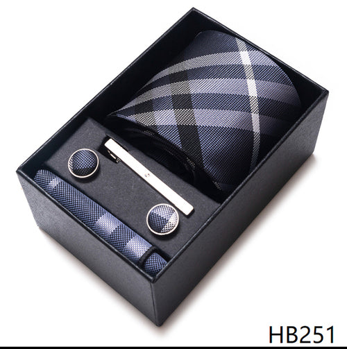 Colors Fashion Brand Tie Handkerchief Cufflink Set Necktie Box